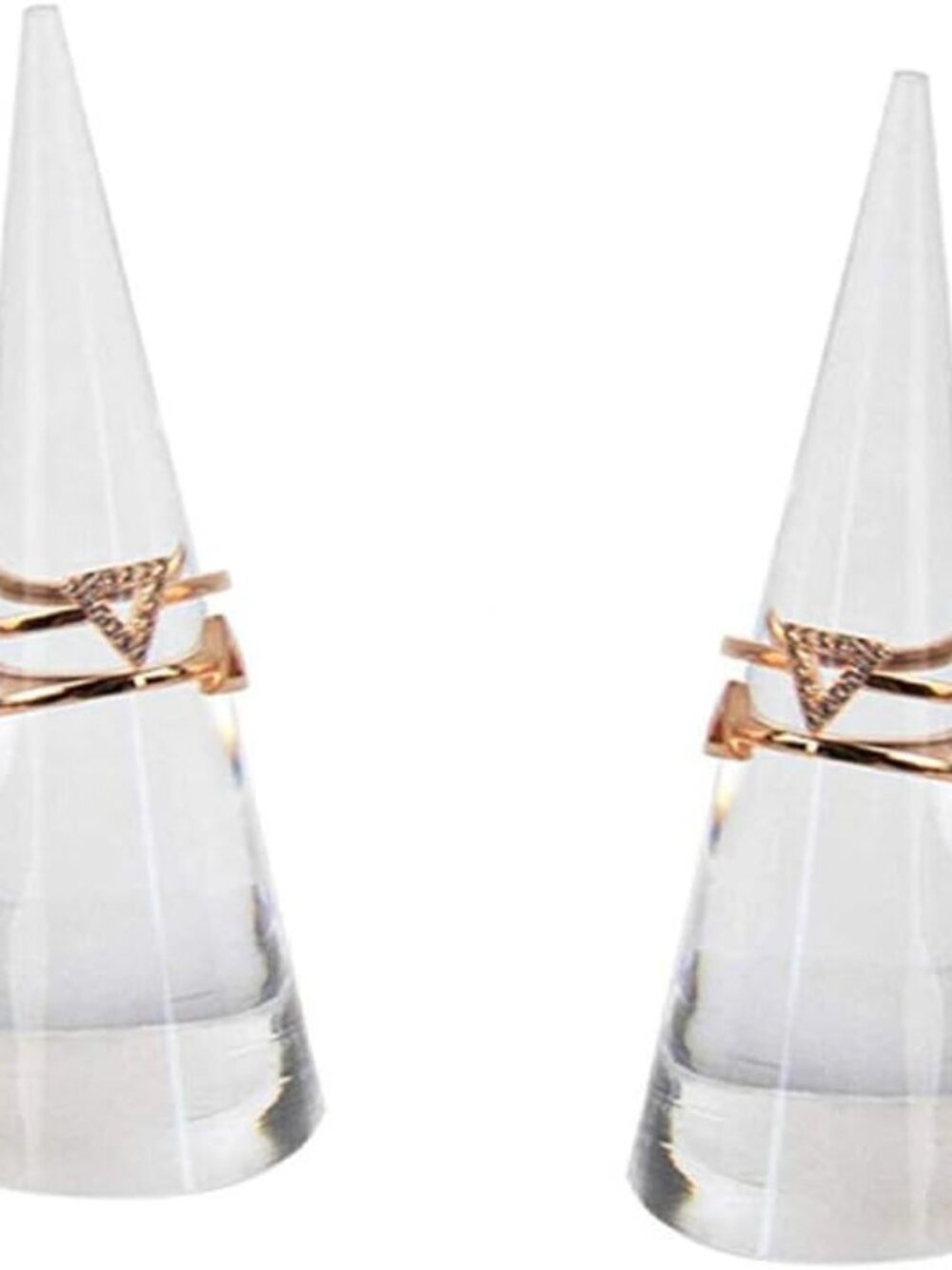 2Pcs Acrylic Jewelry Ring Holder - Cone Shape Single Ring Display Stand, Clear
